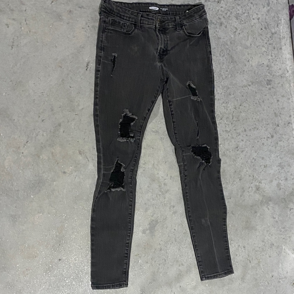 Old Navy Charcoal Distressed Skinny Jeans